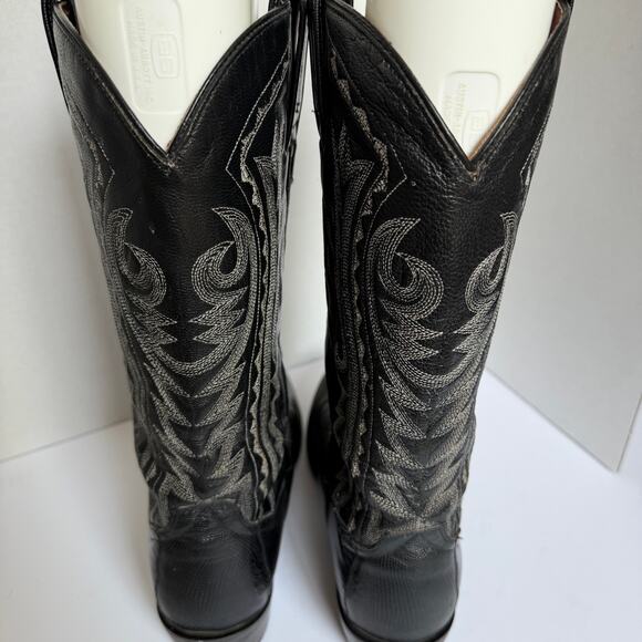 Vintage Dan Post 2350 Teju Lizard Leather Western Cowboy Boots Black Men\'s 9.5 main image 4